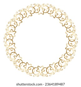 golden christmas decor star and ball with bow round frame