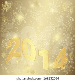 Golden Christmas frame with the inscription 2014 (vector eps 10)