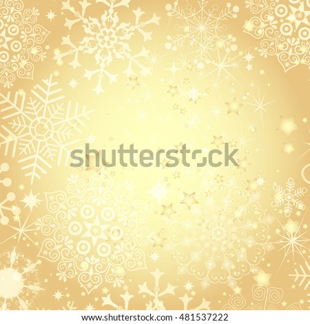 Golden Christmas frame with translucent snowflakes and stars  (vector eps 10)