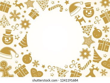Golden Christmas frame for your text. Happy New Year. Vector illustration