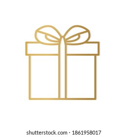 golden christmas gift icon- vector illustration