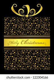 Golden Christmas gift on black.Editable and scalable vector