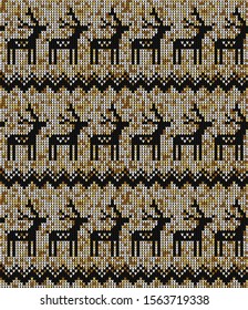Golden Christmas Knitted Seamless Pattern