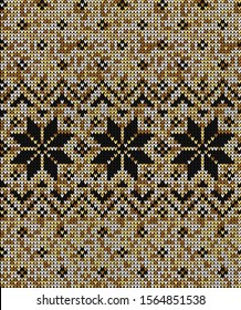 Golden Christmas Knitted Seamless Pattern