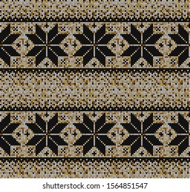 Golden Christmas Knitted Seamless Pattern