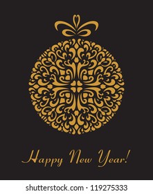 golden Christmas new year ball card background cover