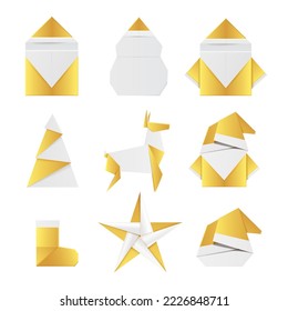 Golden Christmas and New Year decoration baubles made of gold foil