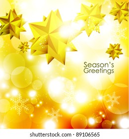 golden christmas ornaments season's greetings vector background