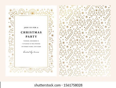 Golden Christmas Party Invitation Template in Vector