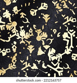 Golden Christmas pattern with snowflakes. Luxurious golden linear ornament for the New Year. Premium design for wallpapers, silk fabrics and decorations. Vector illustration.