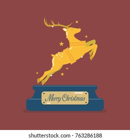 Golden christmas reindeer. Vector illustration