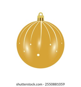 Golden Christmas Shiny Glass Ball ornament vector illustration. Christmas Ornament.