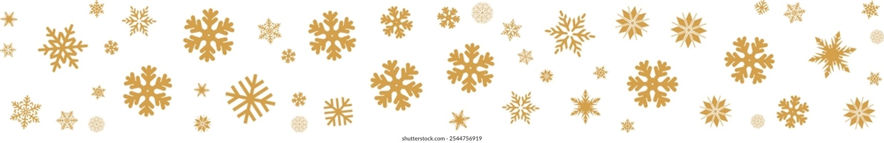 Copos de nieve de Navidad dorada stock de Vector fronterizo