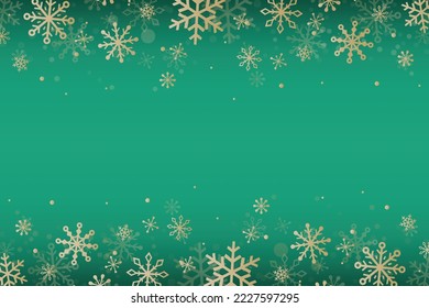 Golden Christmas snowflakes. Layout of a greeting card. Vector illustration