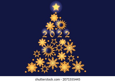 golden christmas spruce with stars