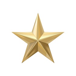 Golden Christmas Star Isolated On White Background. Realistic Vector Icon.