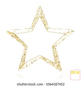 Golden Christmas star isolated on white background