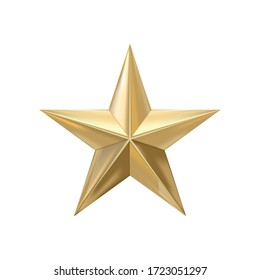 Golden christmas star isolated on white background. Realistic vector icon.