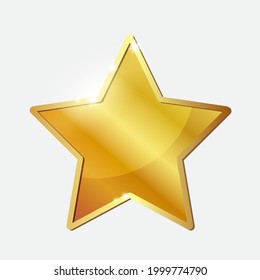 Golden christmas star isolated on white background. Realistic vector icon.