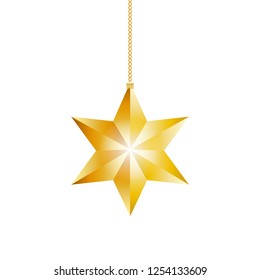 golden Christmas star with no background. Clip art