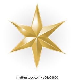 Golden Christmas star on white background