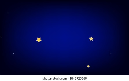 Golden Christmas Stars Vector Blue Background. Luxury Shine Texture. Sparkle Border. Yellow Party Star Background.