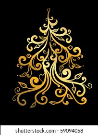 Golden christmas tree