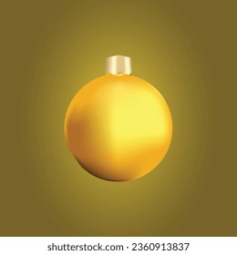 golden christmas tree ball isolated vector 3d illustration