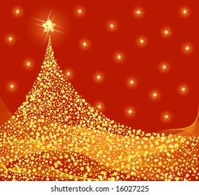 Golden Christmas tree design. Vector-Illustration.