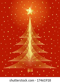 Golden Christmas tree design. Vector-Illustration.