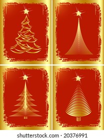 Golden Christmas tree design. Vector-Illustration.