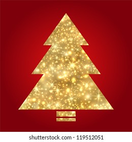 Golden Christmas tree. EPS10