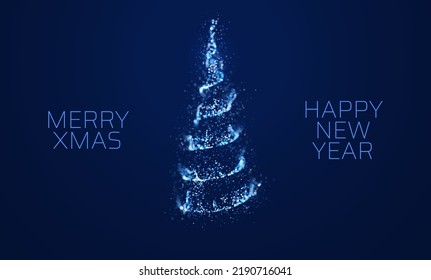 Golden Christmas Tree Glitter Particles Isolated on Transparent Background. New Year Sparkling Lights. Special Event, Luxury Card, Rich Style. Vector Illustration.