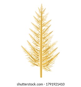 Golden Christmas tree. Graphic vector drawing. Winter concept. Celebration. New Year. Merry Christmas. Cartoon style. Separate element for collage, stickers, web design.