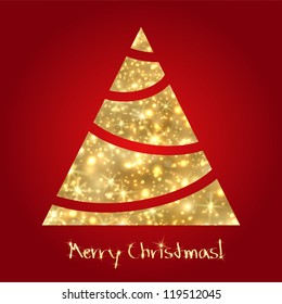 Golden Christmas tree. Sketch. EPS10