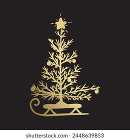 golden christmas tree with a golden star