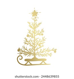 golden christmas tree with a golden star
