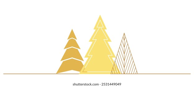 Golden Christmas tree. Christmas vector elements