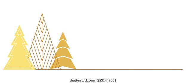 Golden Christmas tree. Christmas vector elements