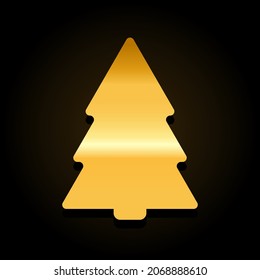 Golden Christmas tree. Vector illustration.