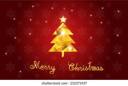 Golden Christmas Tree Vector, Merry Christmas For Background,back Drop Or Postcard.illustration Design