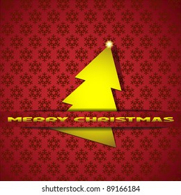 Golden Christmas tree-applique. Vector background. Eps 10.