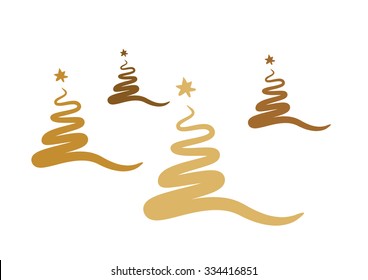 Golden christmas trees