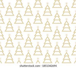 Golden Christmas trees on a white background. Vector illustration.