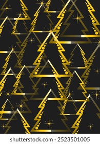 Golden Christmas trees seamless pattern vector for Christmas.