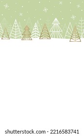 Golden Christmas trees. Winter landscape. Layout. Vector illustration