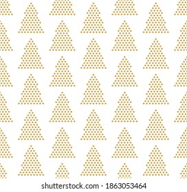 Golden Christmas trees winter seamless pattern Vector illustration.