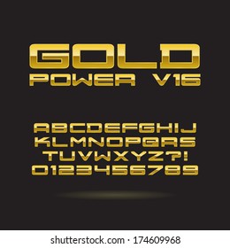 Golden Chrome Font and Numbers, Eps 10 Vector, Editable for any background