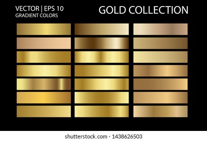 Golden chrome metallic texture vector icon set. Shiny golden brushed vector metallic gradient background for banner, ribbon, label, medal, button, money. Golden abstract background gradient template