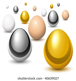 Golden, chrome and natural eggs